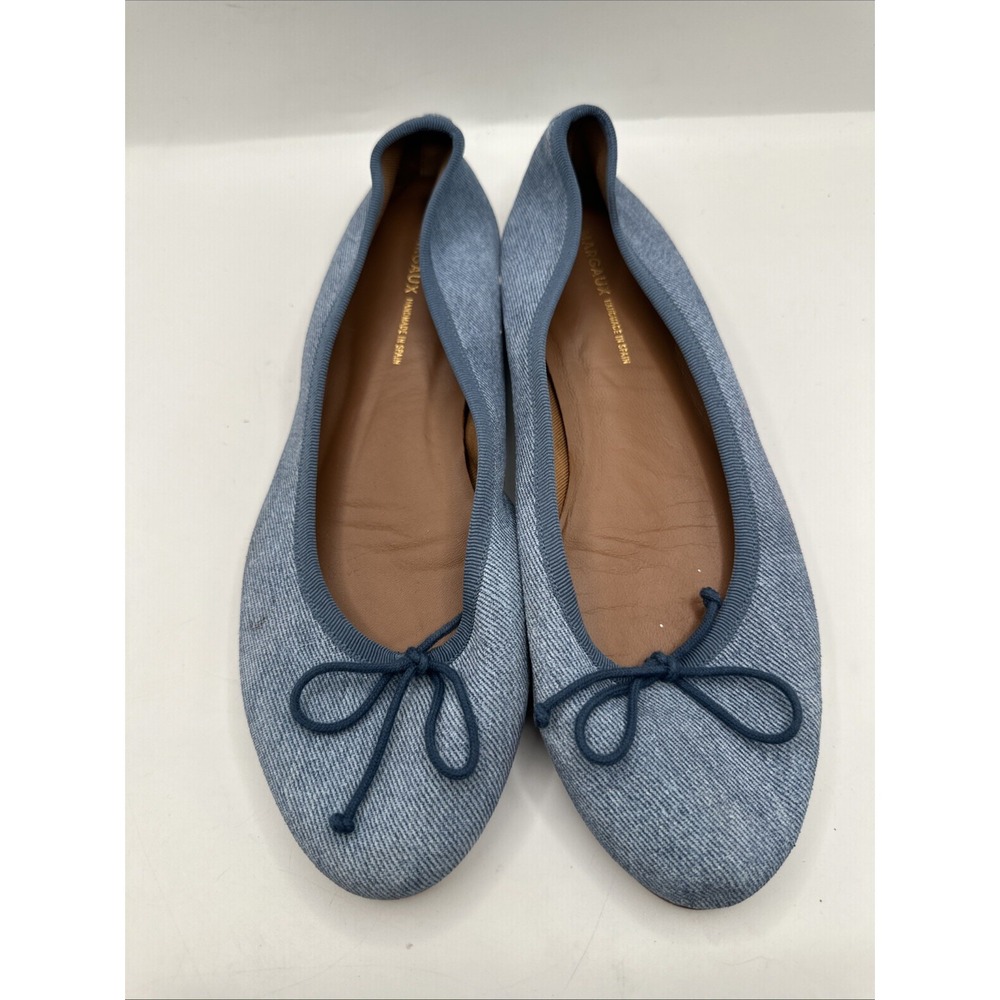 Margaux The Denim Ballet Flats Blue Bow Women's Handmade Spain Size 40 M